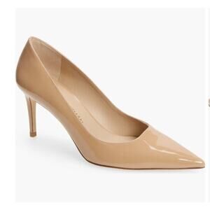 Stuart Weitzman 75 Pointed Toe Pump Heels Adobe Patent Leather Size 7.5 NIB